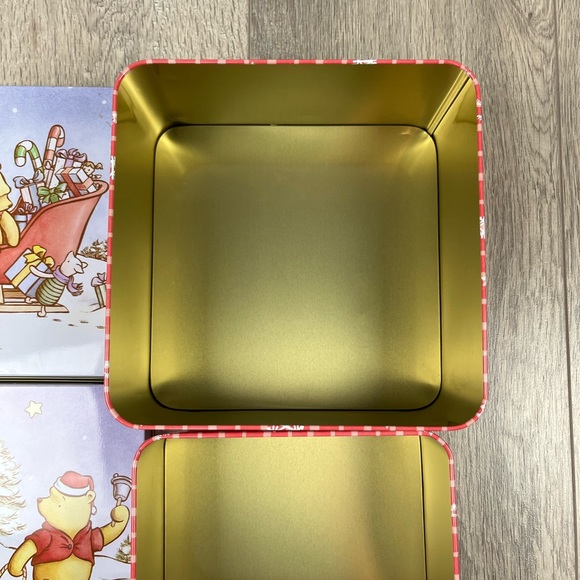 New Winnie The Poo 3 Piece Tin Box Set Christmas Holiday Disney - Picture 9 of 16